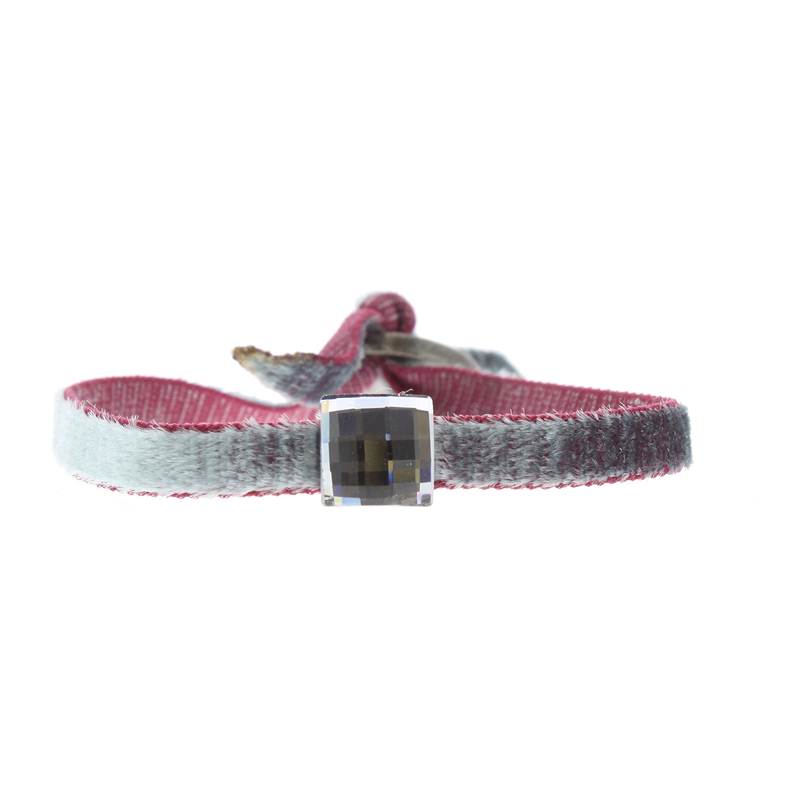 Bracelet velour stretch strass carrÉ