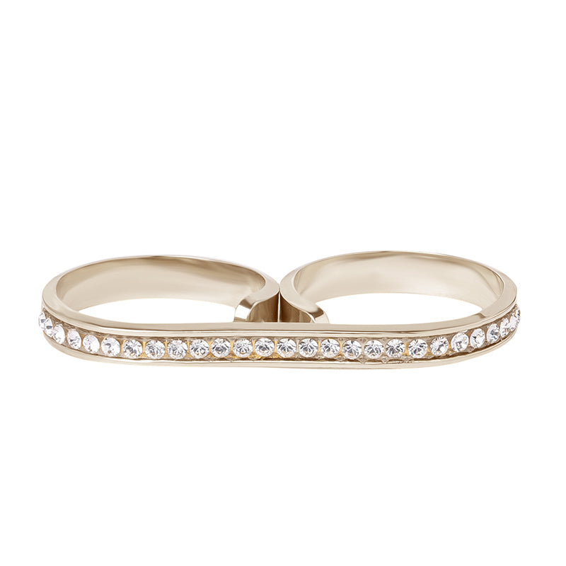 Double bague ligne strass