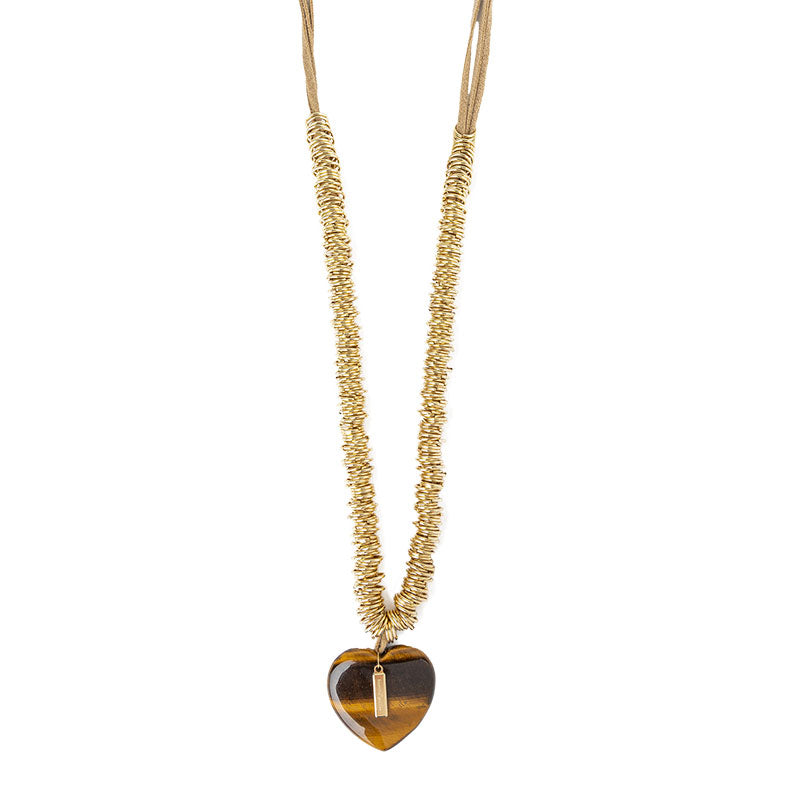 Collier breloque coeur pierre fine