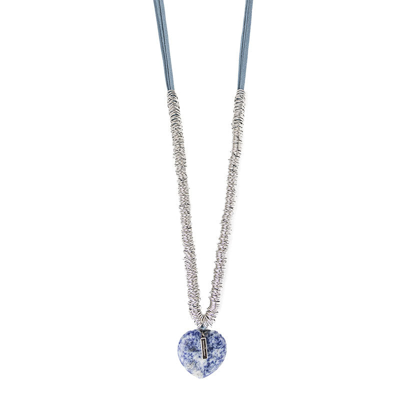 Collier breloque coeur pierre fine