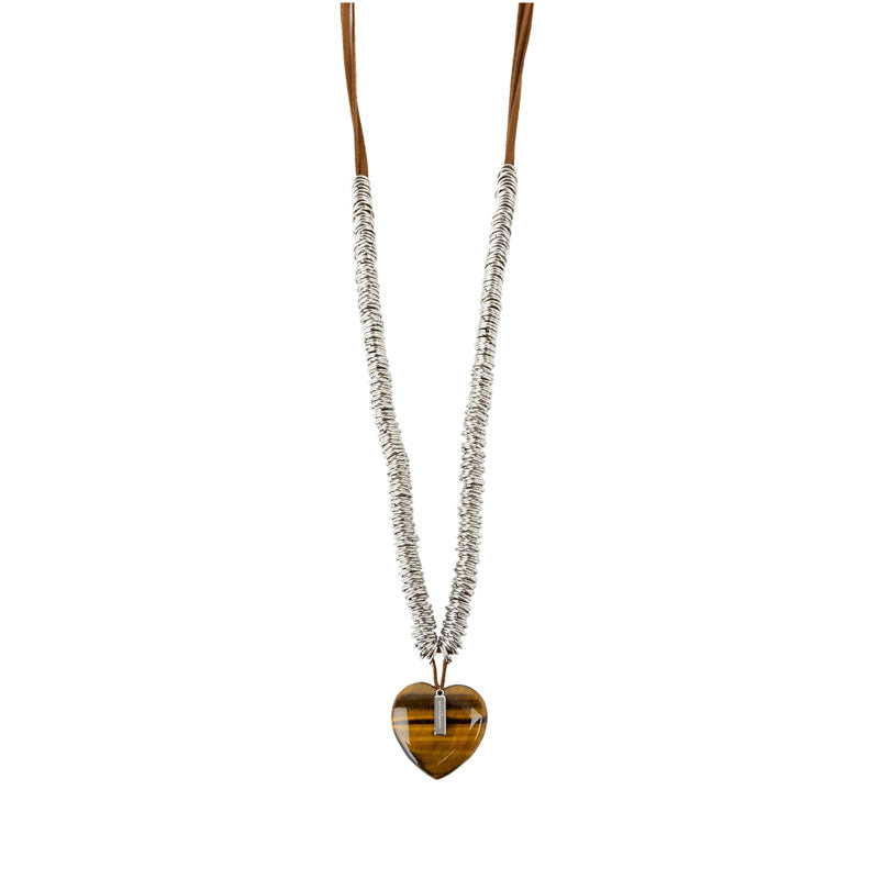 Collier breloque coeur pierre fine