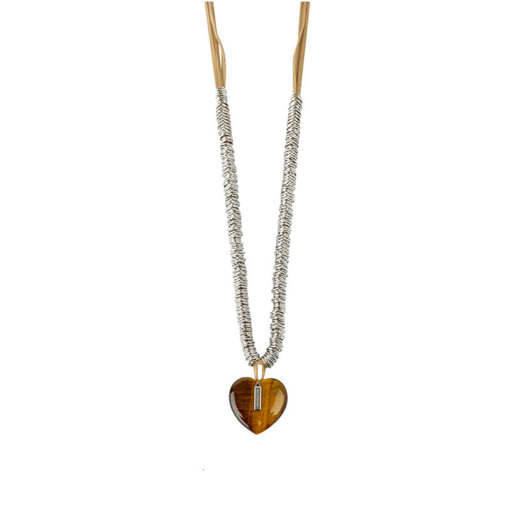 Collier breloque coeur pierre fine