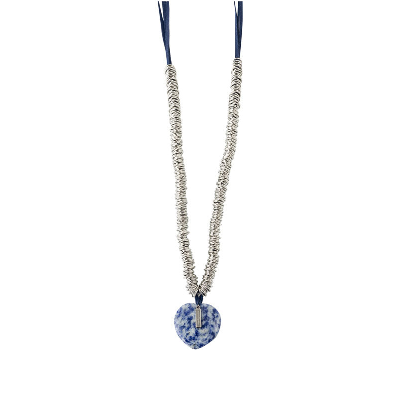 Collier breloque coeur pierre fine