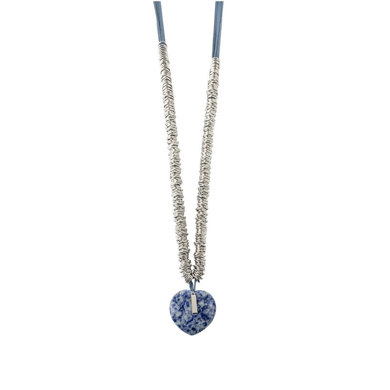 Collier breloque coeur pierre fine