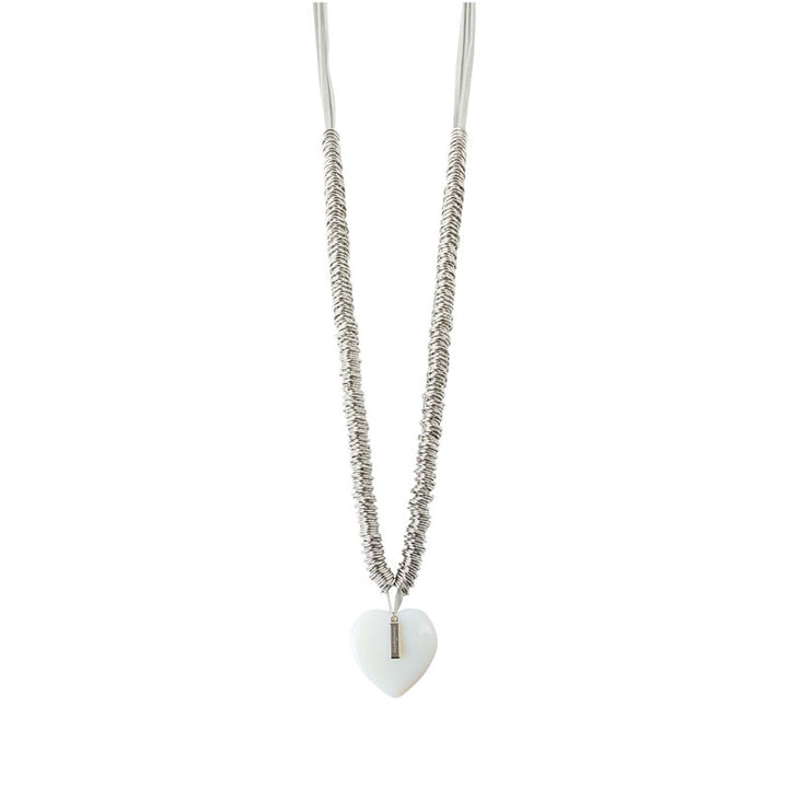 Collier breloque coeur pierre fine