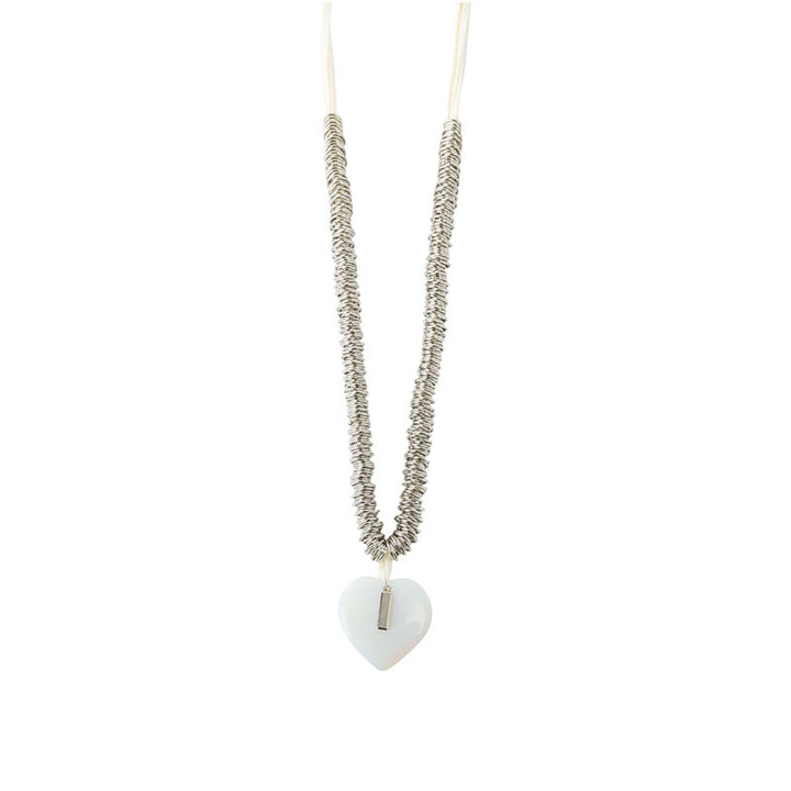 Collier breloque coeur pierre fine