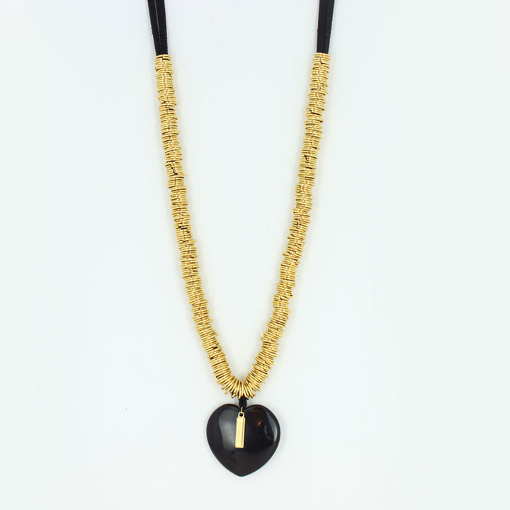 Collier breloque coeur pierre fine