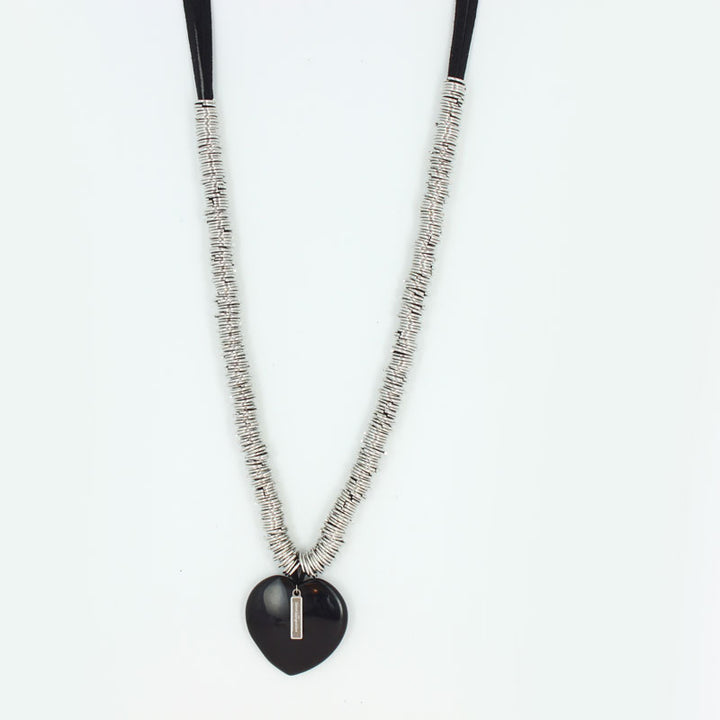 Collier breloque coeur pierre fine