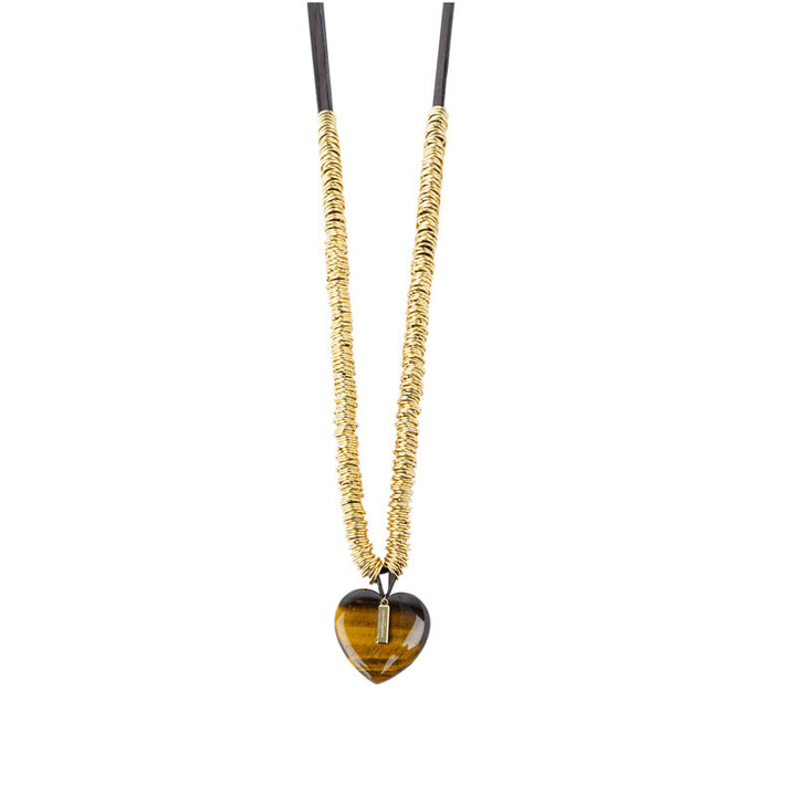 Collier breloque coeur pierre fine