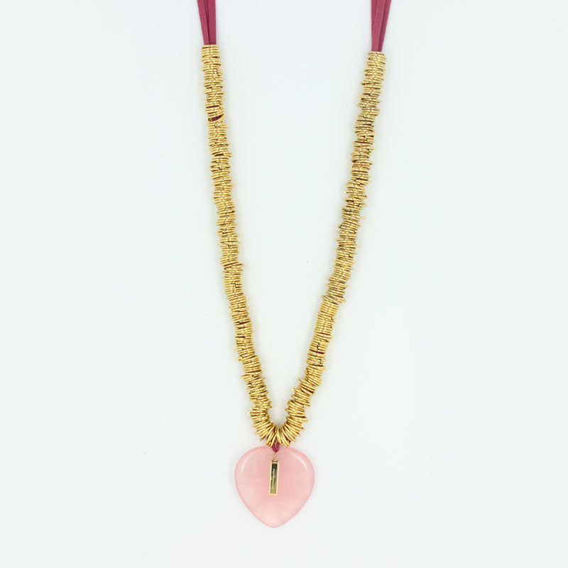 Collier breloque coeur pierre fine