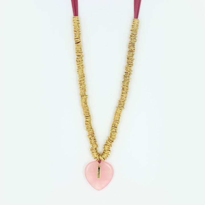 Collier breloque coeur pierre fine