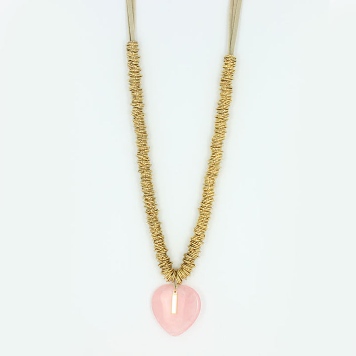 Collier breloque coeur pierre fine