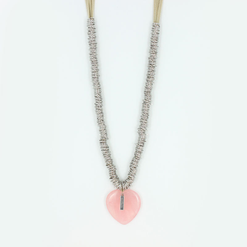 Collier breloque coeur pierre fine