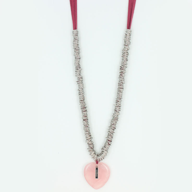 Collier breloque coeur pierre fine