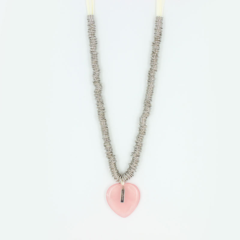 Collier breloque coeur pierre fine