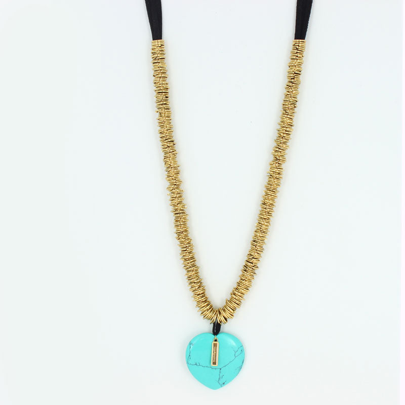 Collier breloque coeur pierre fine