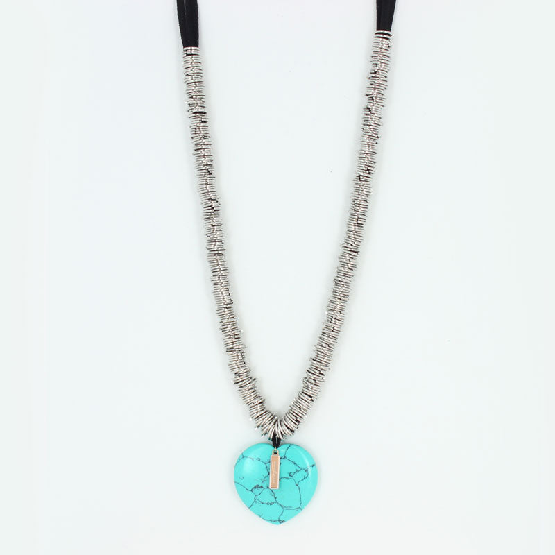 Collier breloque coeur pierre fine