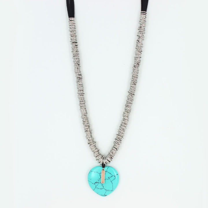 Collier breloque coeur pierre fine