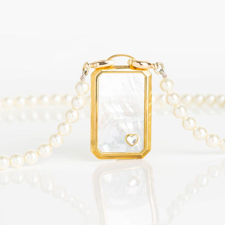 Collier plaque rectangle nacre-perle 5 imit.42