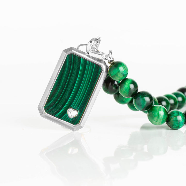 Collier plaque rectangle malachite-malachite 42